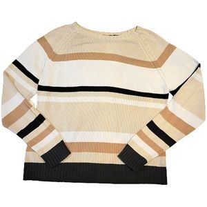 Bay studio women's crew neck long-sleeved striped knitted sweater size XL